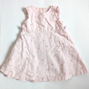 Vtg Gymboree Dress Baby Girls Sz 12-18m Pink Floral Rosebud 2002